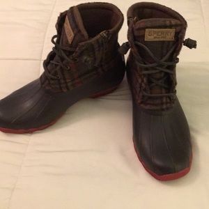 Sperry duck boots plaid pattern